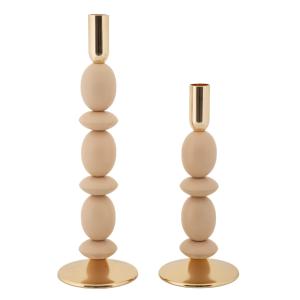 Bougeoir en métal rose et doré (Lot de 2, Ø 10x25-10x33,5 c…