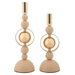 Bougeoir en métal rose et doré (Lot de 2, Ø 10x27-10x33 cm)…