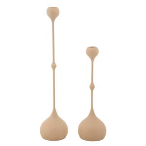 Bougeoir en métal rose et doré (Lot de 2, Ø 8x26-8x37 cm)