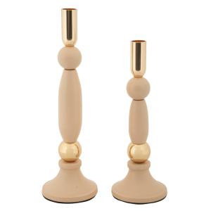 Bougeoir en métal rose et doré (Lot de 2, Ø 9,5x25-9,5x30 c…