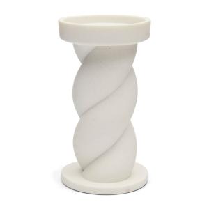 Bougeoir en résine de sable, blanc, design en spirale