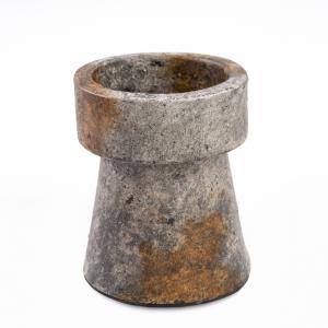 Bougeoir en terre cuite gris antique 12x16