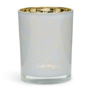 Bougeoir en verre, blanc et transparent
