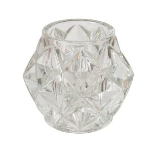 Bougeoir en verre diamant 6x6x7.5cm