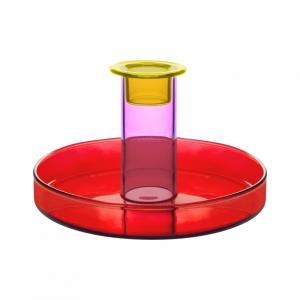 Bougeoir en verre Rouge