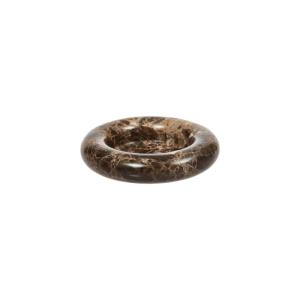 Bougeoir marron en marbre Ø13,8xH3cm