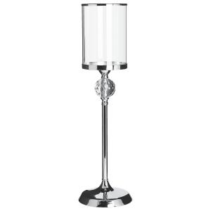 Bougeoir verre 58 cm argenté