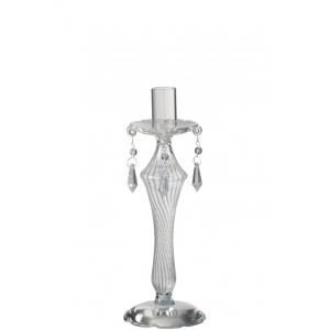 Bougeoir verre transparent H24cm
