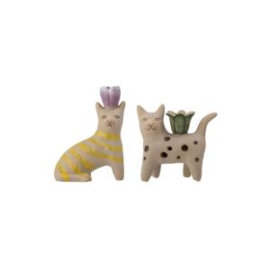 Bougeoirs en grès marron ( Lot de 2 )