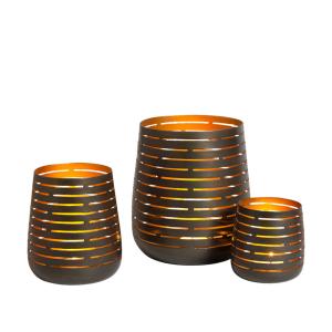 Bougeoirs set de 3 en métal bronze