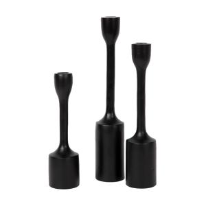 Bougeoirs set de 3 en métal noir