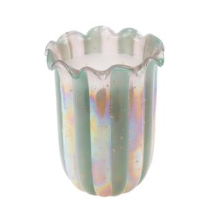 Bougie Andy e 18 cm bleu en verre