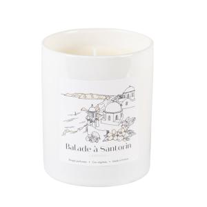 Bougie en verre blanc et cire végétale parfumée ''Amande am…