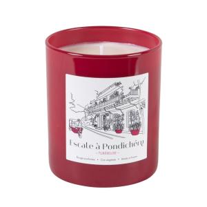 Bougie en verre rouge et cire végétale parfumée ''Tubéreuse…