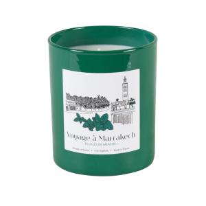 Bougie en verre vert et cire végétale parfumée ''Feuille de…