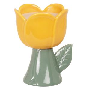 Bougie fleur parfumée en dolomite jaune et verte