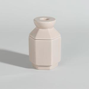 Bougie parfumée avec bougeoir en céramique beige