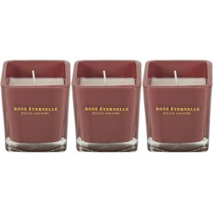 Bougie parfumée carrée nude 7 cm (lot de 3) rose des bois