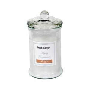 Bougie parfumée dans pot en verre Fresh Cotton - 7.5x14cm