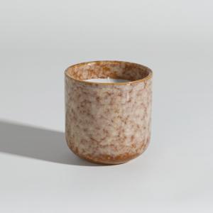 Bougie parfumée en céramique beige, blanche et marron