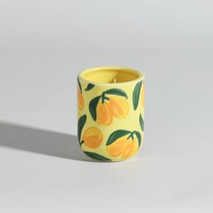Bougie parfumée en céramique motif abricots jaunes, orange…