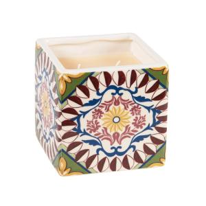 Bougie parfumée en céramique motif carreau de ciment multic…