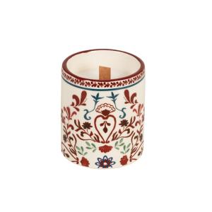 Bougie parfumée en céramique motif floral blanc, rouge, ver…