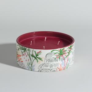 Bougie parfumée en céramique motif jardin multicolore