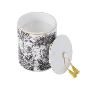 Bougie parfumée en céramique noire et blanche imprimée