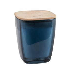 Bougie parfumée en verre bleu et couvercle