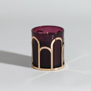Bougie parfumée en verre bordeaux et métal doré