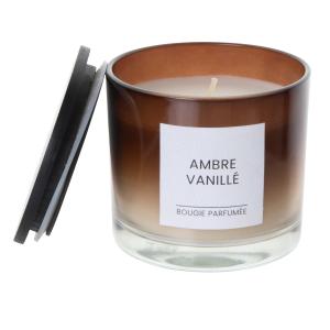 Bougie parfumée en verre et bois de pin noir