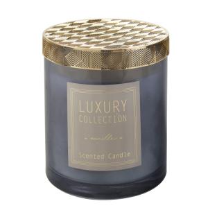 Bougie parfumée en verre gris anthracite et couvercle en mé…