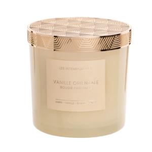 Bougie parfumée en verre gris et métal doré 350g