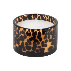 Bougie parfumée en verre motif léopard marron