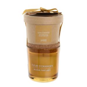 Bougie parfumée en verre orange et recharge