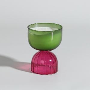 Bougie parfumée en verre rose et vert