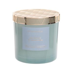 Bougie parfumée en verre teinté bleu clair et métal doré 35…