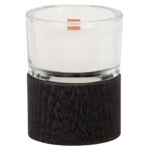 Bougie parfumée en verre transparent et bois de paulownia n…