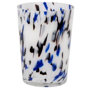 Bougie parfumée en verre transparent, noir et bleu
