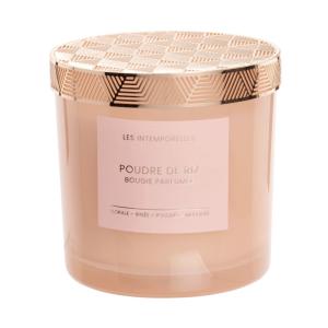 Bougie parfumée rose en verre et métal doré 350g