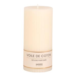 Bougie striée parfumée blanche H15, 500g