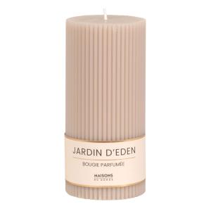 Bougie striée parfumée taupe H15, 500g