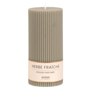 Bougie striée parfumée verte H15, 500g