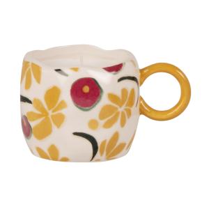 Bougie tasse parfumée en dolomite motifs floraux multicolor…