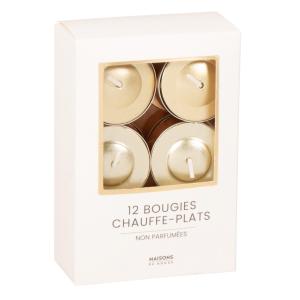 Bougies chauffe-plat dorées (x12)