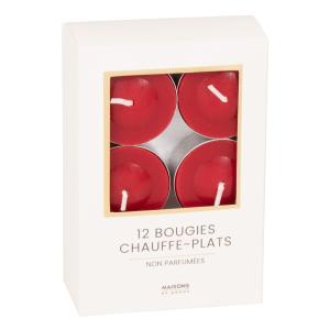 Bougies chauffe-plat (x12) rouges