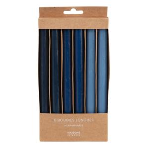 Bougies longues bleues (x6)