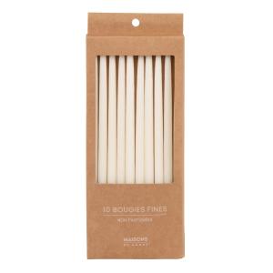 Bougies longues fines blanches (x10)