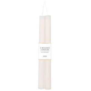 Bougies longues striées blanches (x2)